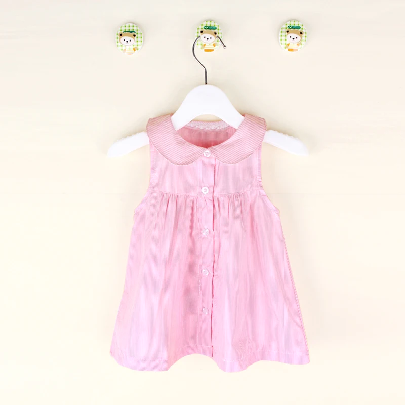 Summer Fashion Baby Girls Shirt Dress Striped Cotton Sleeveless Tutu Pink Blue Cute Girl Outfits Brand New | Детская одежда и