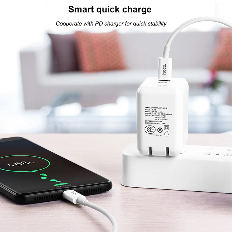 Кабель Hoco USB Type C 3A 45 Вт кабель C-USB-C для Samsung Galaxy S9 S8 Note 9 PD быстрой зарядки нового MacBook