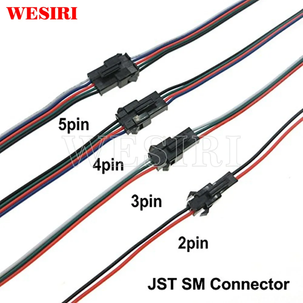 5-100 Pairs 2pin 3pin 4pin 5 pin JST SM Male/Female Connecter with 15cm Wire for LED Strip Light Lamp Driver | Лампы и освещение