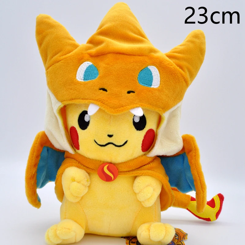 Такара Tomy Покемон 23 см мультфильм плюшевая игрушка Пикачу Косплей Мега Чаризард хлопок мягкие животные куклы игрушки для детей - Цвет: huangmaobikou