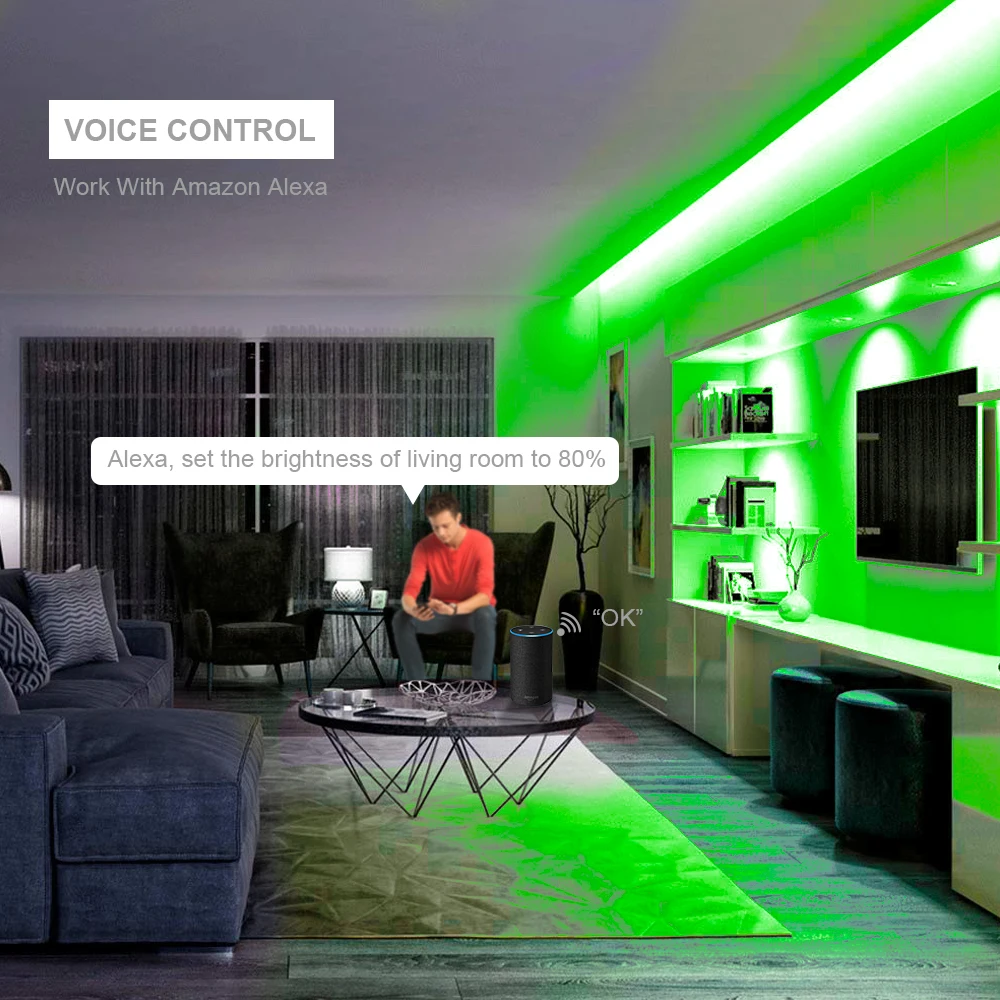 SP501E Wi-Fi WS2811 WS2812B адресуемых RGB Светодиодные ленты Управление Alexa Smart SPI голос