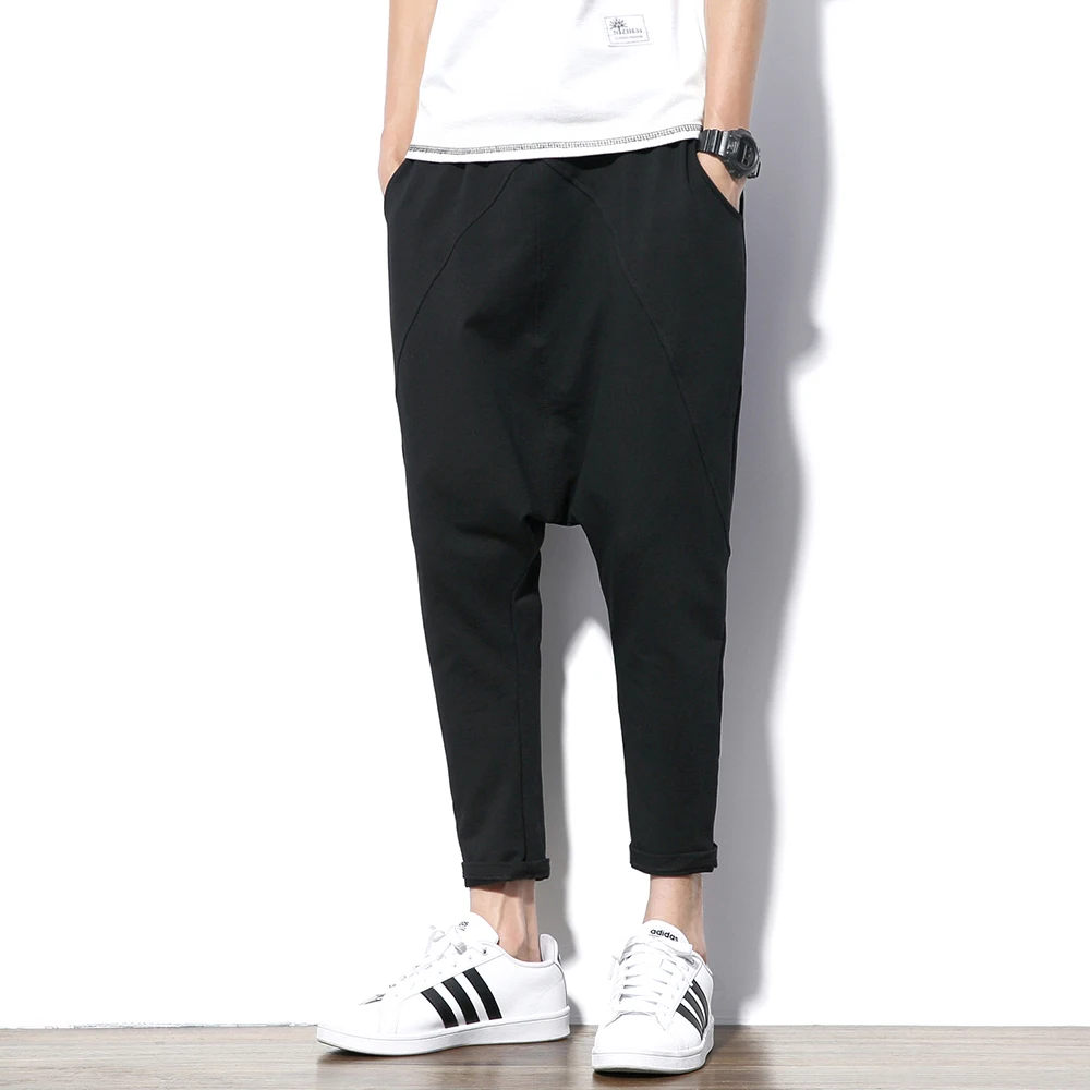 Мешковатые шаровары мужские хлопковые спортивные штаны хип хоп длина по