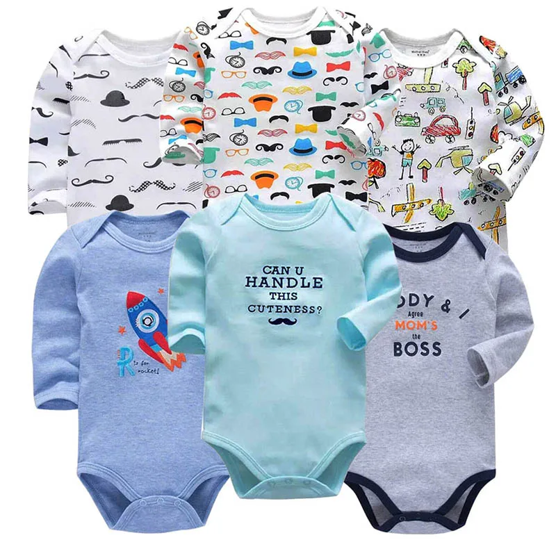 

Newborn Bodysuit Baby Girl Boy Clothes 100%cotton Cartoon print Long sleeves Infant Clothing 6Pcs/lot 0-24 months