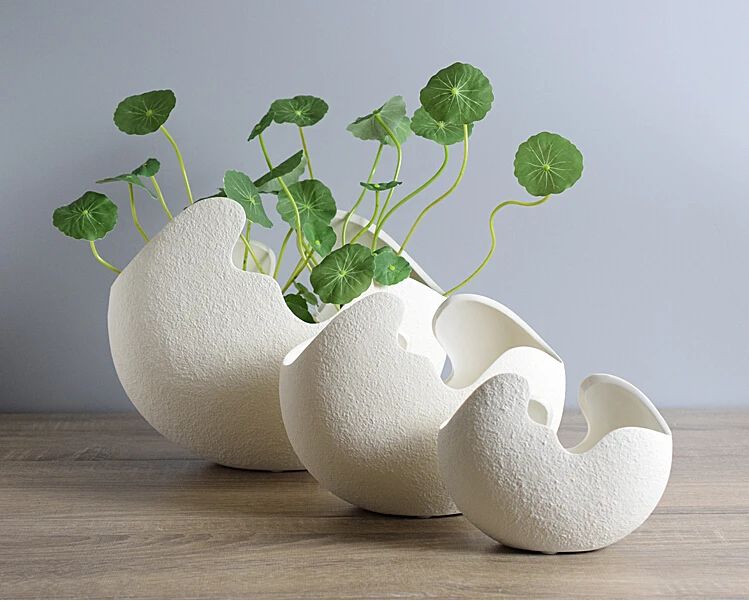 Ручная работа креативная белая Современная керамическая ваза в форме яичной