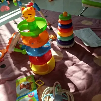 Башня игрушечные кирпичи игрушки прокатки игры вращения для детей играть один