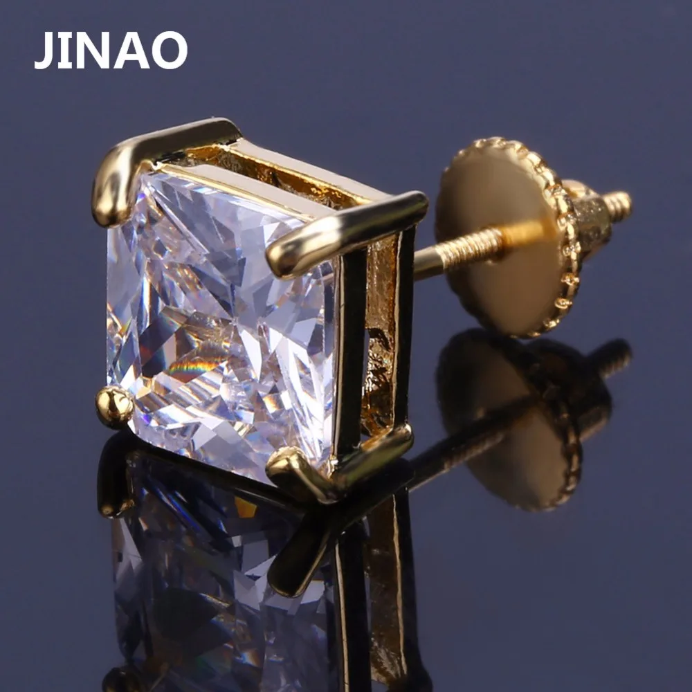Серьги JINAO в стиле хип хоп для мужчин гвоздики золотистого/серебристого цвета с