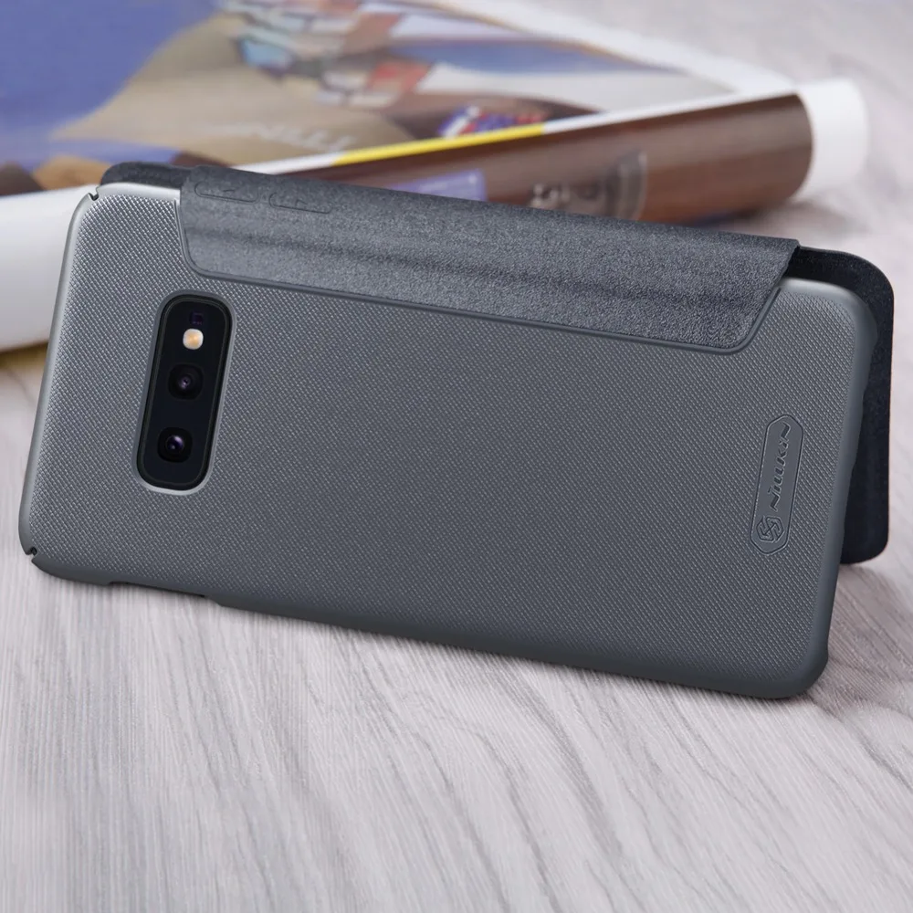 Блестящий кожаный чехол NILLKIN 10 шт./лот для Samsung Galaxy S10e книжка из искусственной кожи