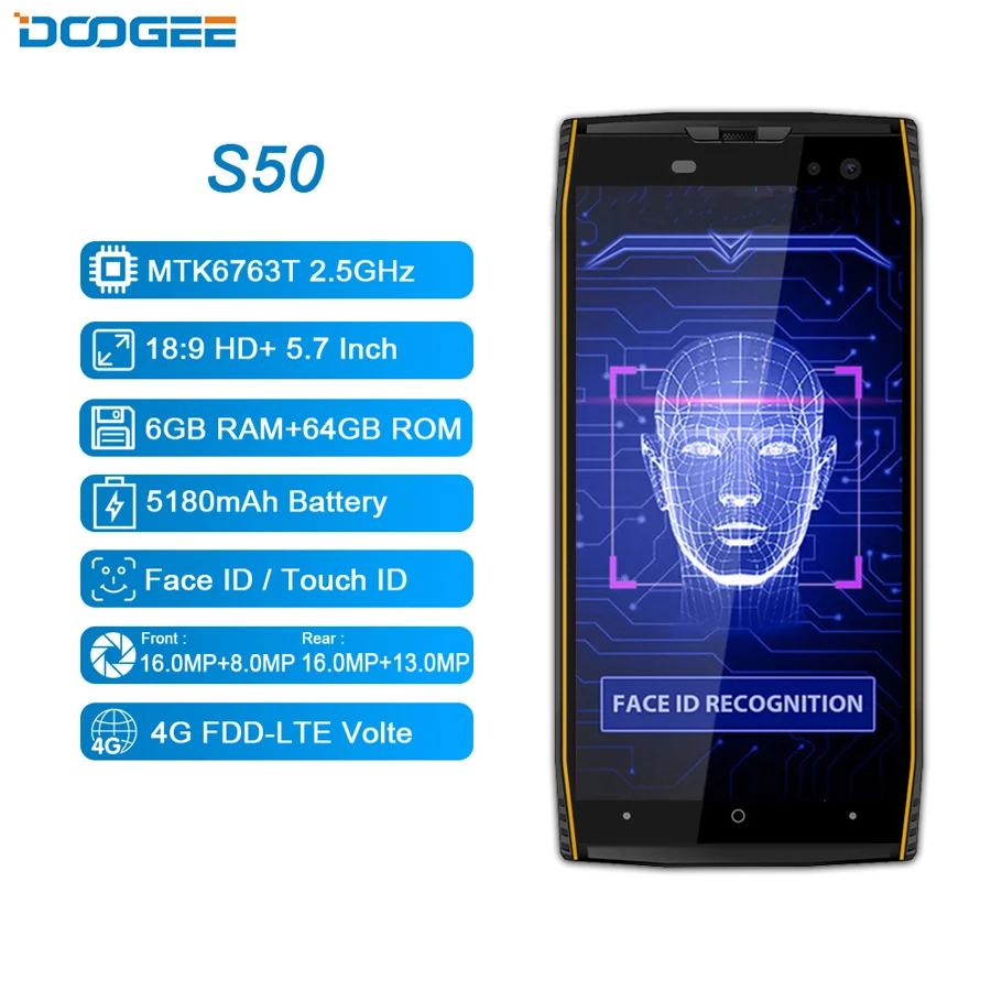 DOOGEE S50 4G LTE мобильный телефон 5 7 &quotOcta Core 6 ГБ Оперативная память 64 Гб Встроенная