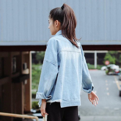 Джинсы для женщин куртка Для 2018 весна корейский стиль Повседневное роза с