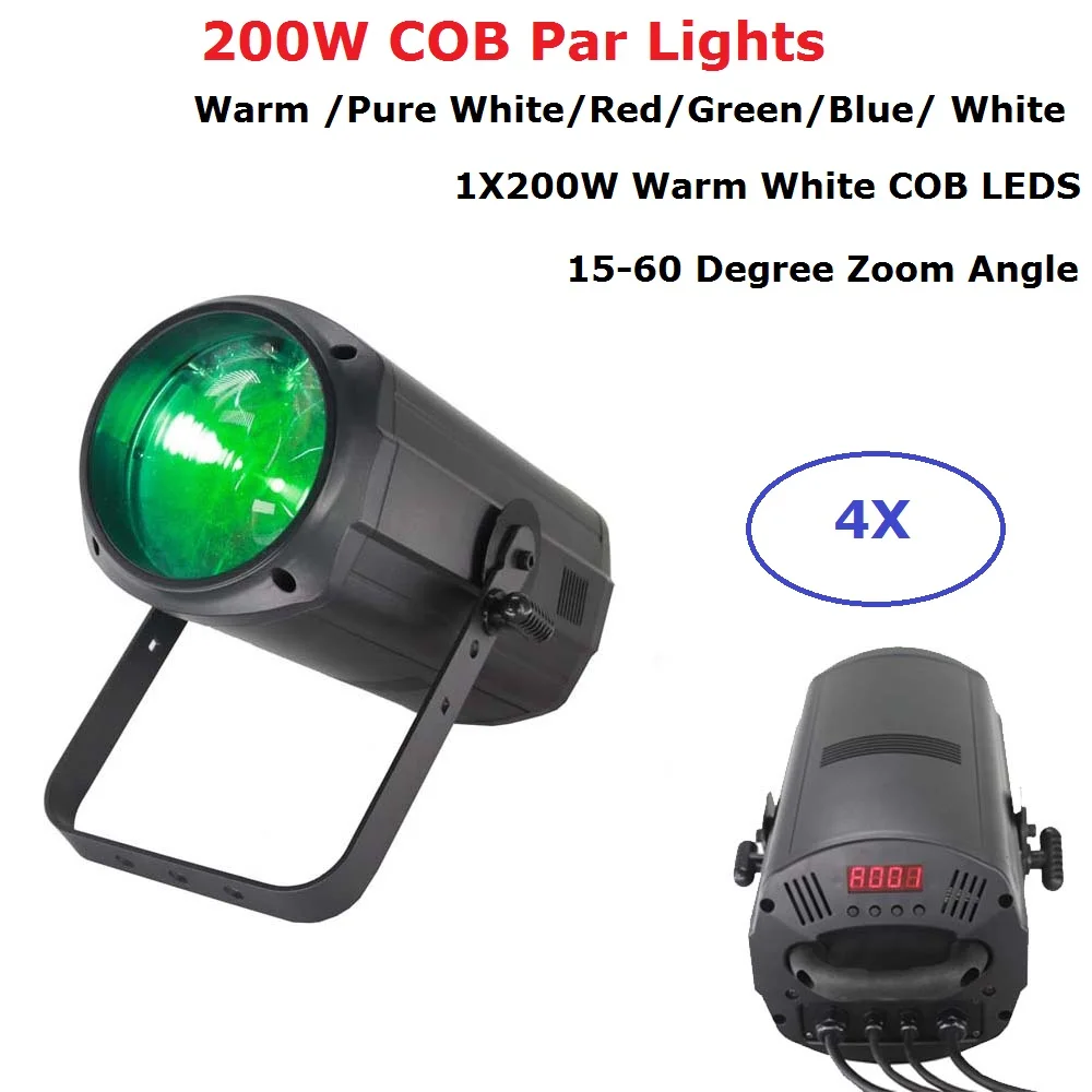 4 шт. 200 Вт Высокая яркость LED COB Par огни Led АУДИТОРИЯ Blinder 90 240 В для музыки диско