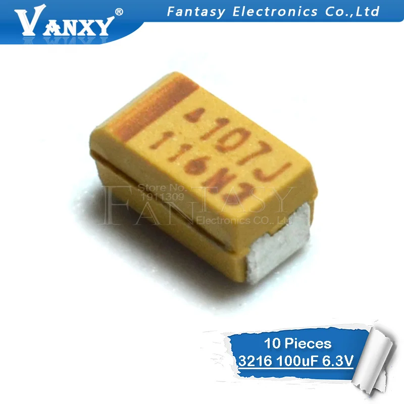 10 шт. танталовый конденсатор A 3216 100 мкФ 6 3 в 6V3 107 107J SMD|a capacitor|smd tantalum capacitortantalum capacitor |