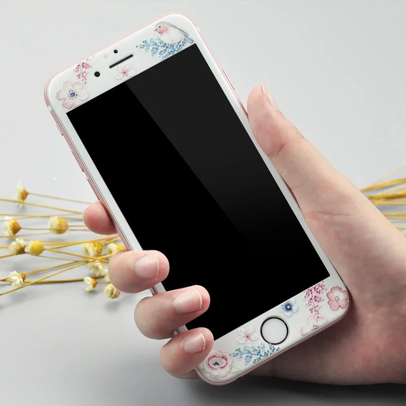 Закаленное стекло для защиты экрана iPhone 6s Plus 6 7 8 с изображением цветов изогнутыми
