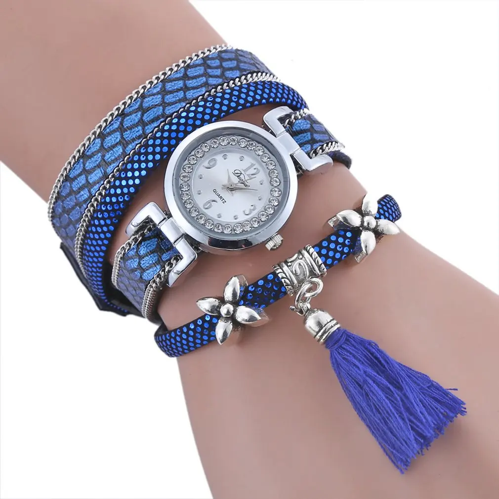 Женские кварцевые часы с подвеской кожаным ремешком повседневные наручные лидер