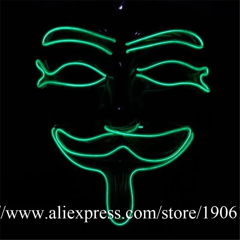 Разноцветная светящаяся маска для Хэллоуина мигающая EL Wire маскарада смерти 10