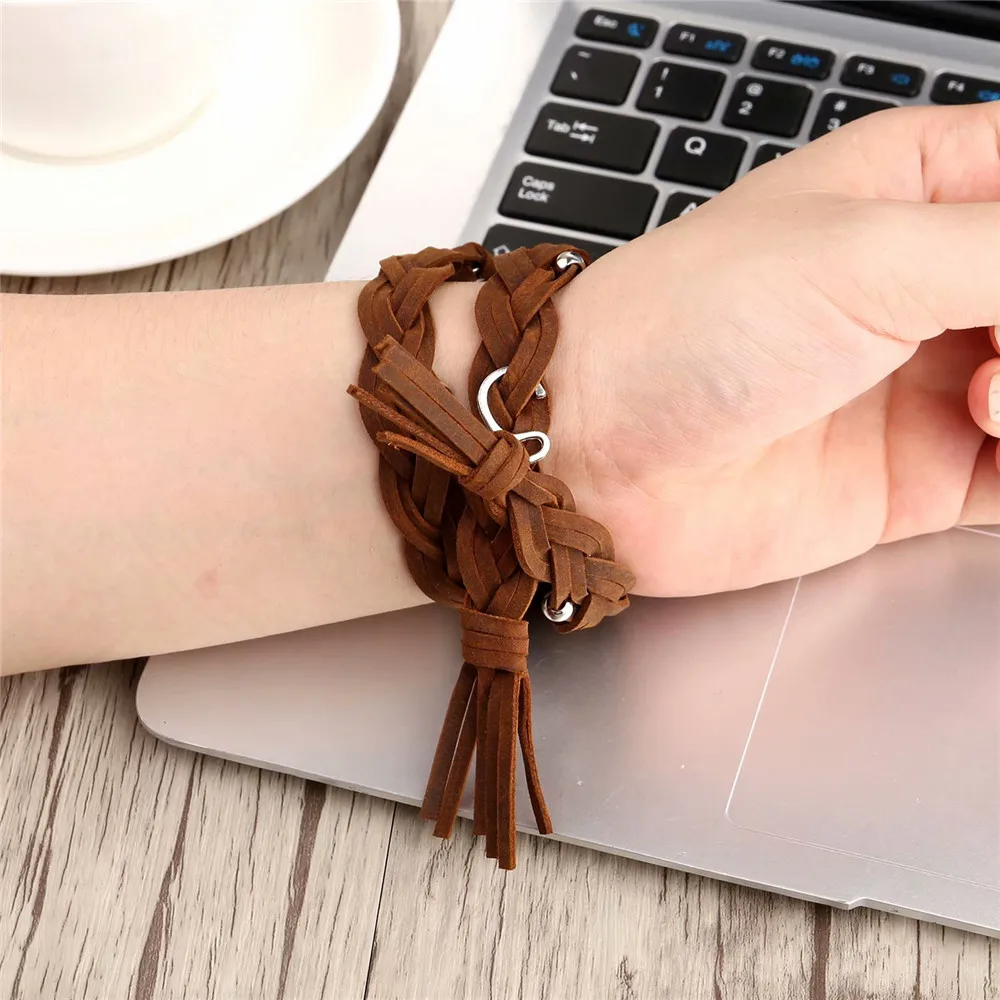 Ремешок плетеный кожаный ручной работы для Apple Watch Band Series SE/6/5/4/3/2 модный браслет с