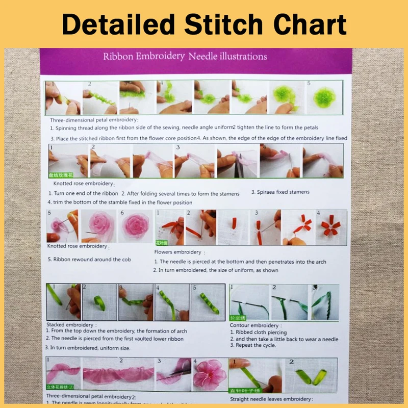 Набор шелковых лент для вышивки синими цветами наборы рукоделия шитья крестиком