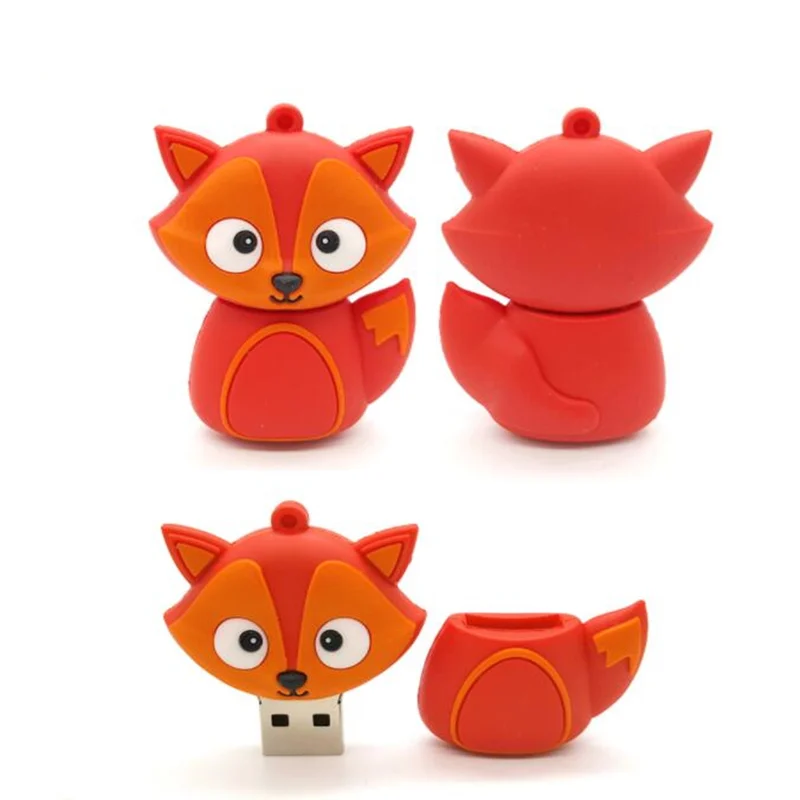 Флеш накопитель с мультяшными животными Usb флеш 128 ГБ лисой лошадью роботом 32 64 16
