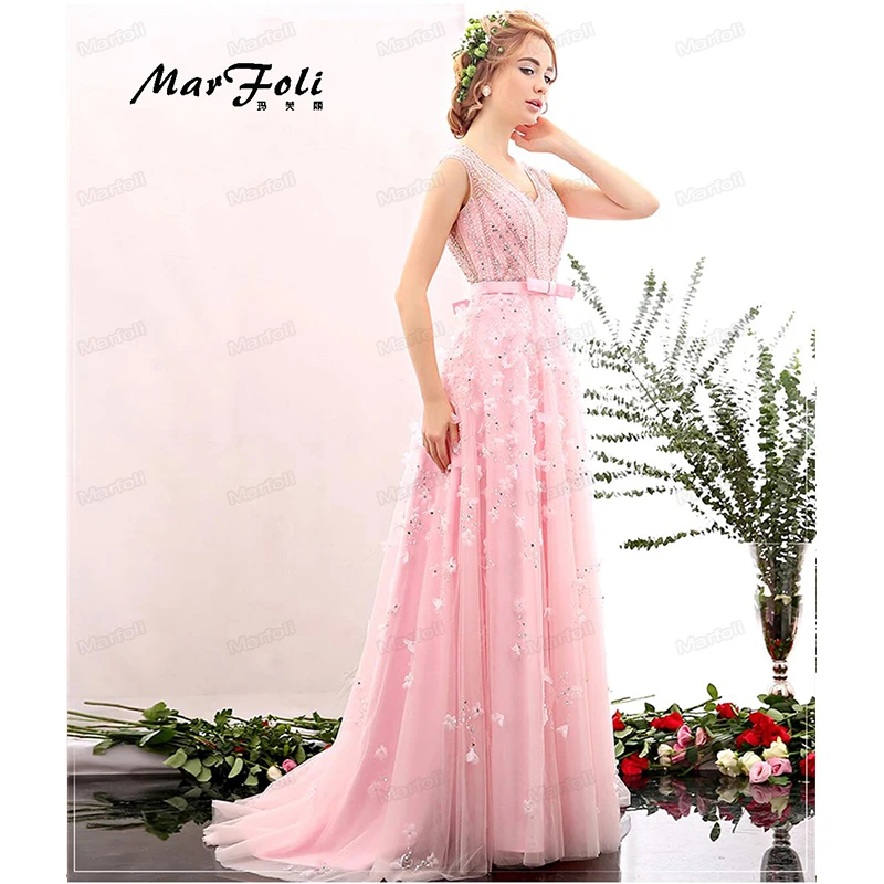 Вечернее платье LF0087 розовое с бусинами длина до пола|party pink dresses|evening dressdress evening