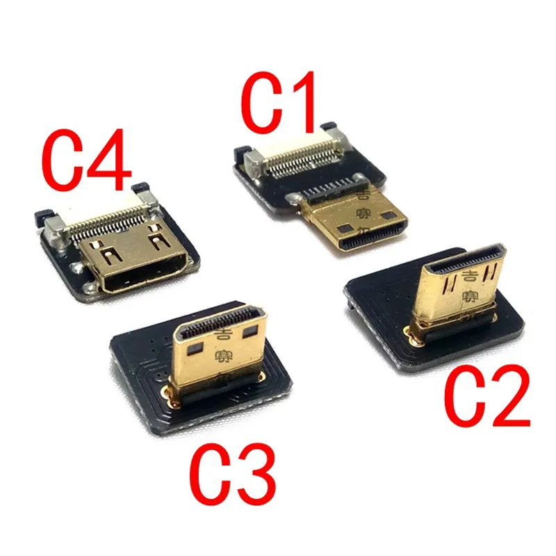FPV Micro & MINI HDMI совместимый вверх и вниз Угловой 90 градусов штекер гнездо для HDTV