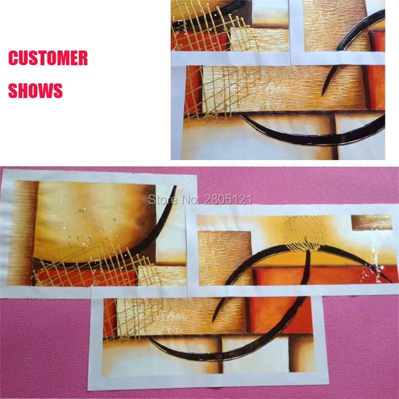 3 панели Холст Искусство текстурированная дешевая ручная роспись Абстрактная