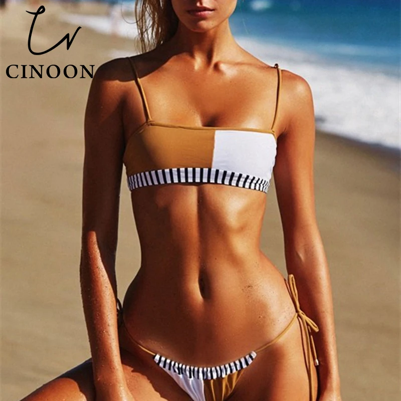 CINOON 2018 новый летний женский сплошной купальник бикини набор пэчворк UnpaddedBra