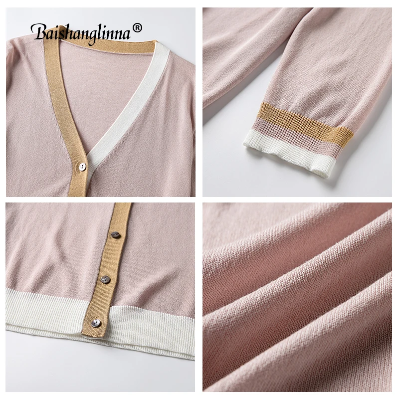 Baishanglinna Knitted Cardigan sweater 2019 Spring Autumn Women Simple Solid Straight Bottom Wearing Fashion |