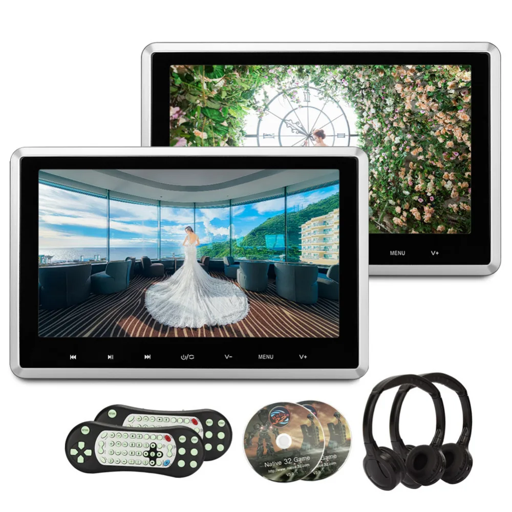 Тыква 10 1 'ƈ шт./лот подголовник автомобиля dvd плеер HD цифровой TFT экран HDMI порт