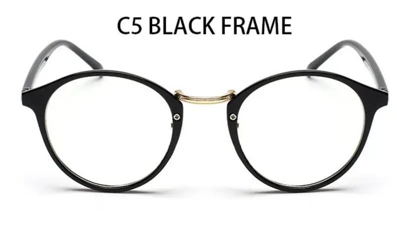 C5 black Дешевые черные оправы для очков женские поддельные очки прозрачные круглые прозрачные корейские очки круг близорукость нерд очки - Цвет оправы: C5 black