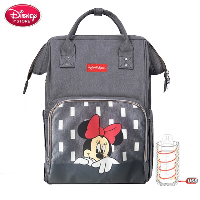 DS07E Disney пеленки мешок рюкзак USB бутылка изоляционные сумки Минни Микки большая сумка для путешествий Оксфорд кормления ребенка Мумия сумочка - Цвет: DS07E