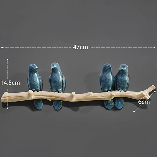 Texture Blu 4Birds Декоративные настенные крючки с птицами из смолы для украшения дома, аксессуары для ключей, сумки, вешалки для одежды - Цвет: Texture Blu 4Birds