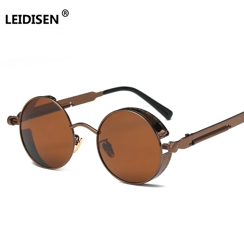 LEIDISEN Gothic Sunglasses POLARIZED Men Women Steampunk Round Metal Frame Sun Glasses Eyewear Brand Designer High Quality UV400 |