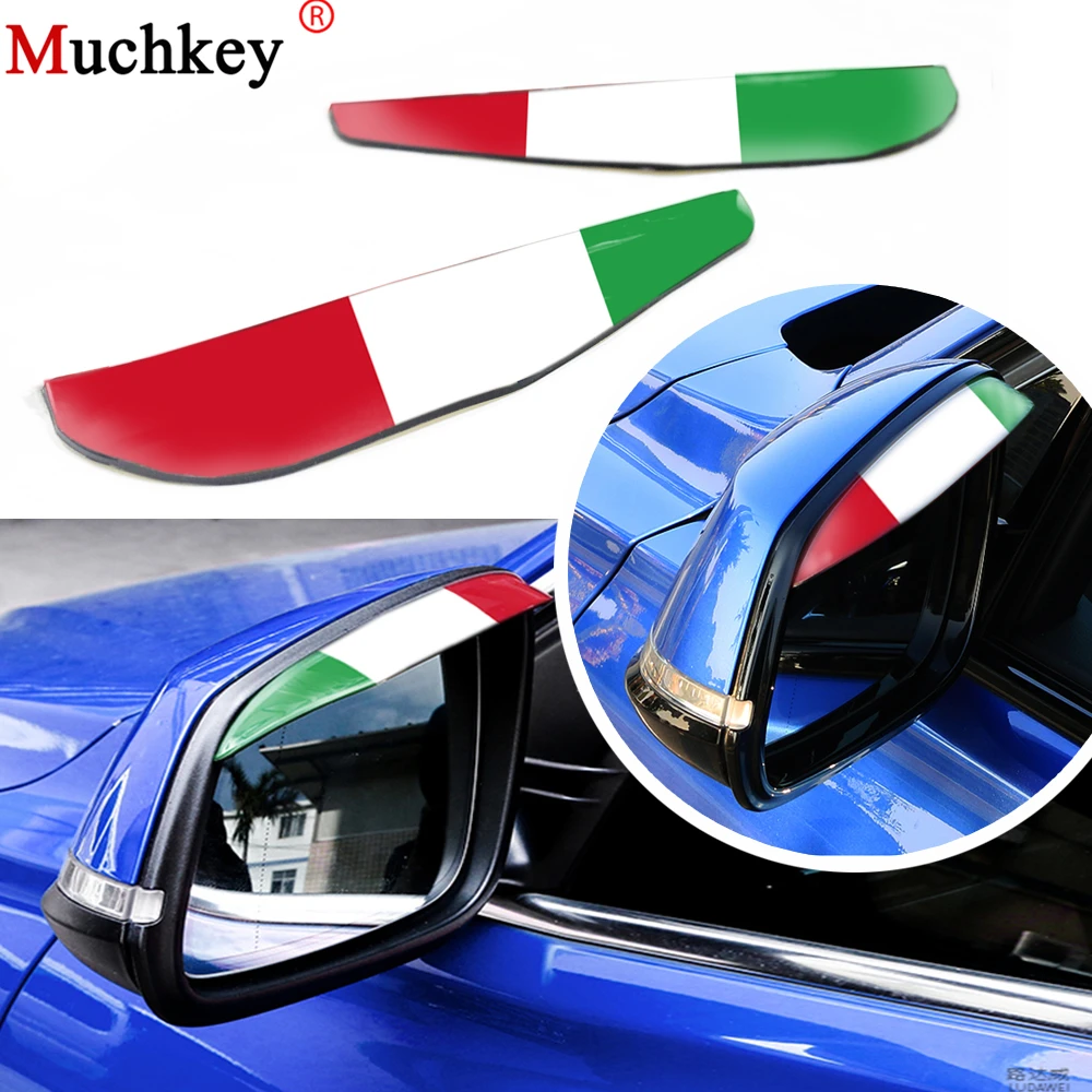 

Flexible PVC Car Accessories Rear view Mirror Rain Shield Rainproof Blades Car Back Mirror Eyebrow Italy Flag Rain Stickers 2Pcs