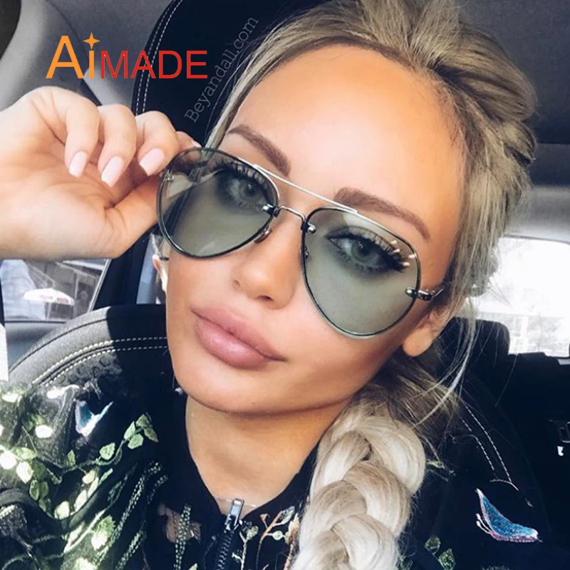 Aimade модный негабаритный прозрачный объектив без оправы Солнцезащитные очки