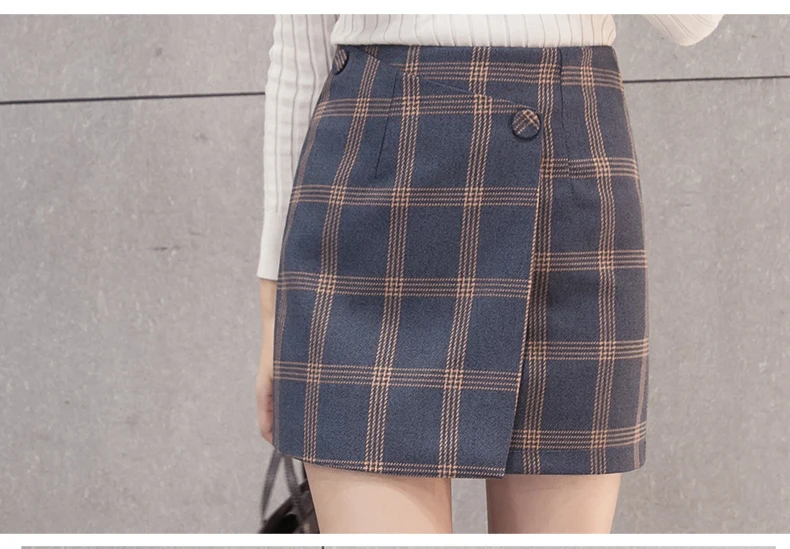 Новое поступление 2019 года Сезон Зима модная трапециевидная клетчатая юбка в