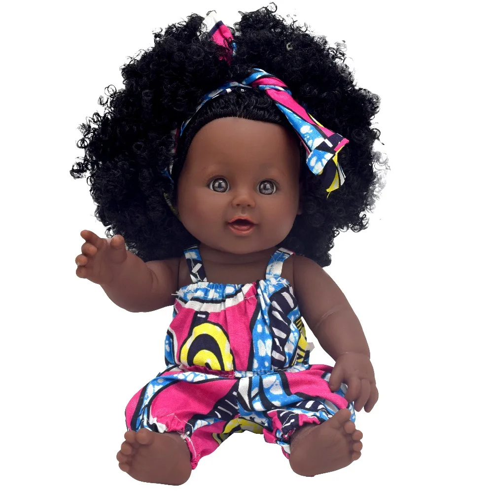 3D глаза! Африканские черные 12 дюймовые куклы reborn baby girl boneca corpo inteiro de silicone pop lifelike