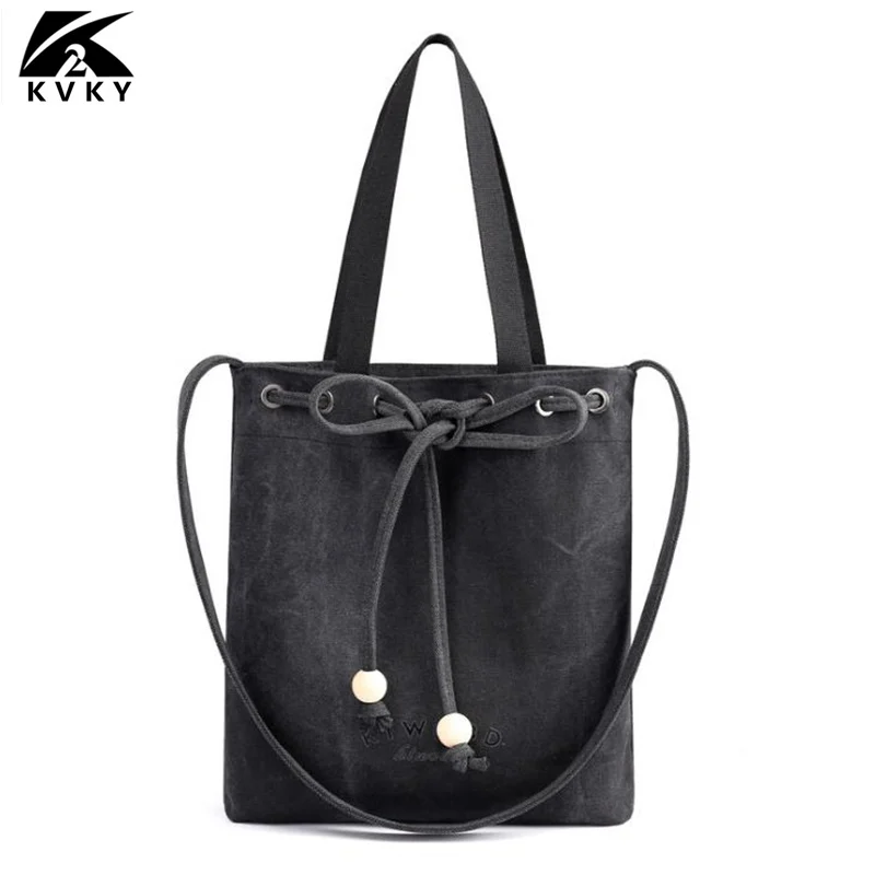 KVKY высококачественные женские холщовые сумки повседневные через плечо для