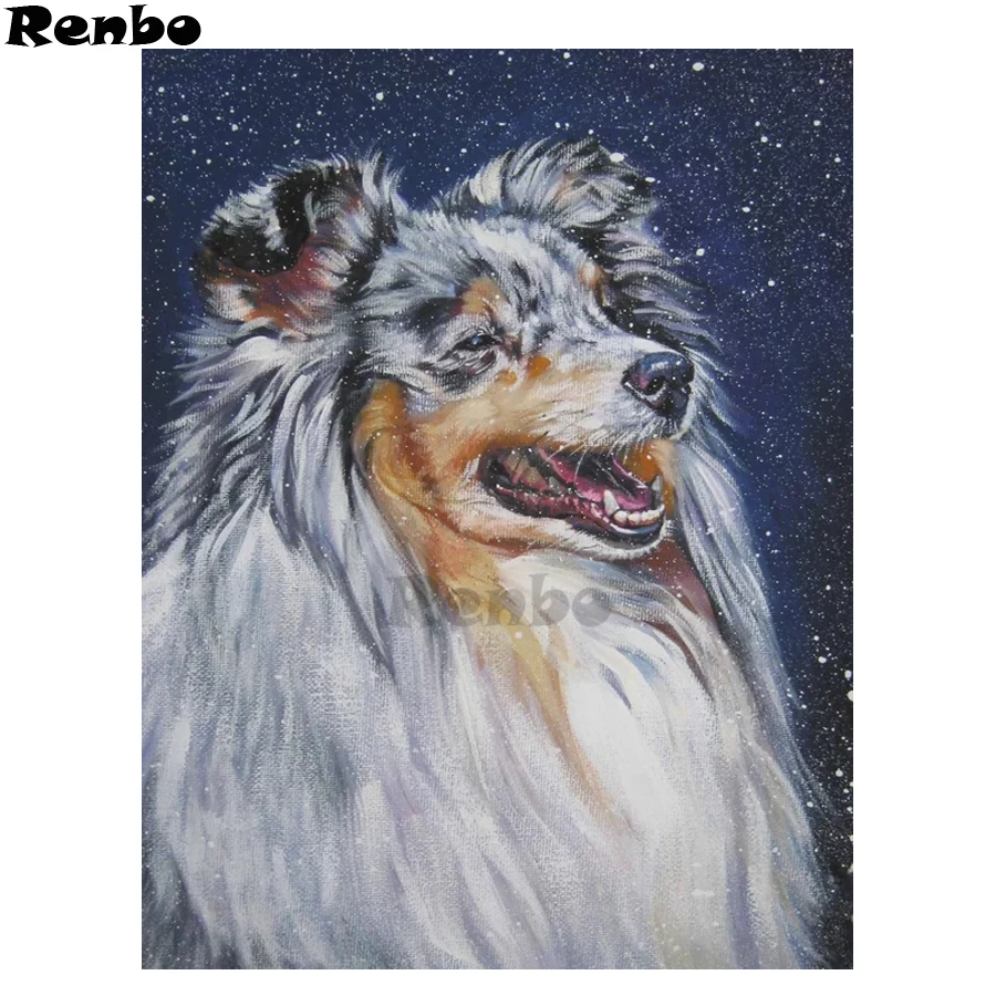 Алмазная картина RENBO 5D овчина полностью квадратная вышивка собаки питомца