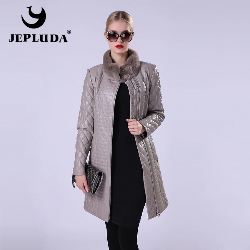 JEPLUDA Новая мадель женские куртки из натуральный кожа овчины утепленный пальто