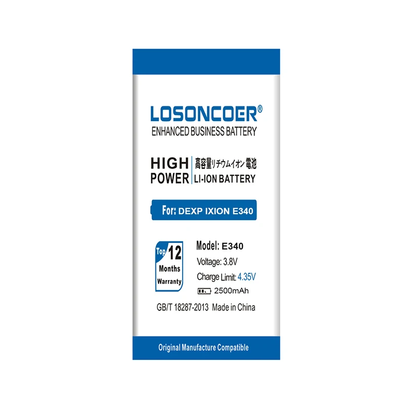 Аккумулятор LOSONCOER E340 2500 мАч Сменный аккумулятор для DEXP IXION E 340 мобильный телефон с