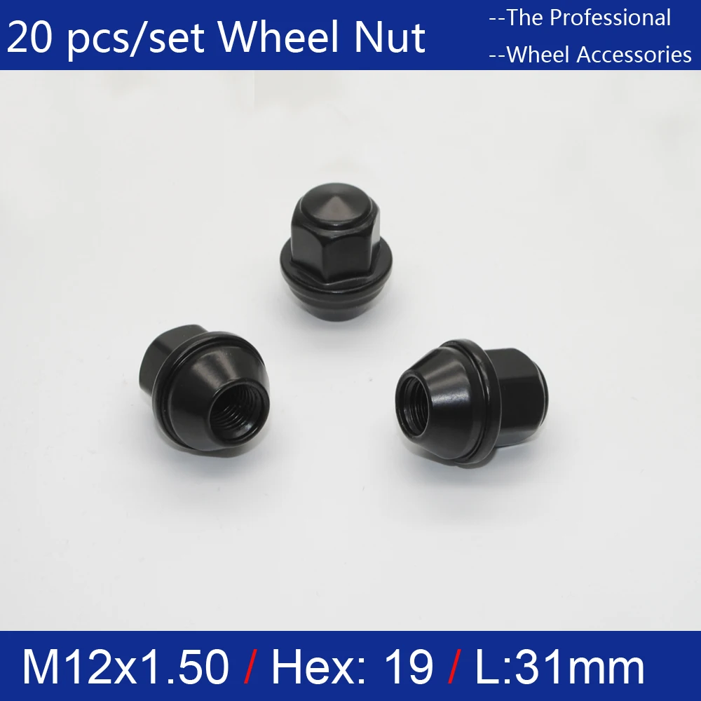 20 шт. Hex19mm M12 x 1,5 черные колесные гайки liga abrir roda para FIESTA для ford FOCUS Turnier KA MONDEO C-MAX KUGA sonda