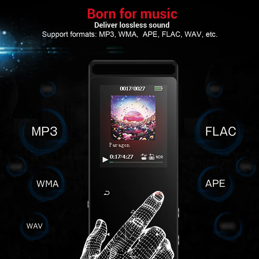 Металлический Bluetooth MP3 плеер 16G 1,8 дюймов Экран сенсорный KeyMP3 музыкальный плеер с FM радио видео плеер ebooksupport SD объемом до 64 ГБ