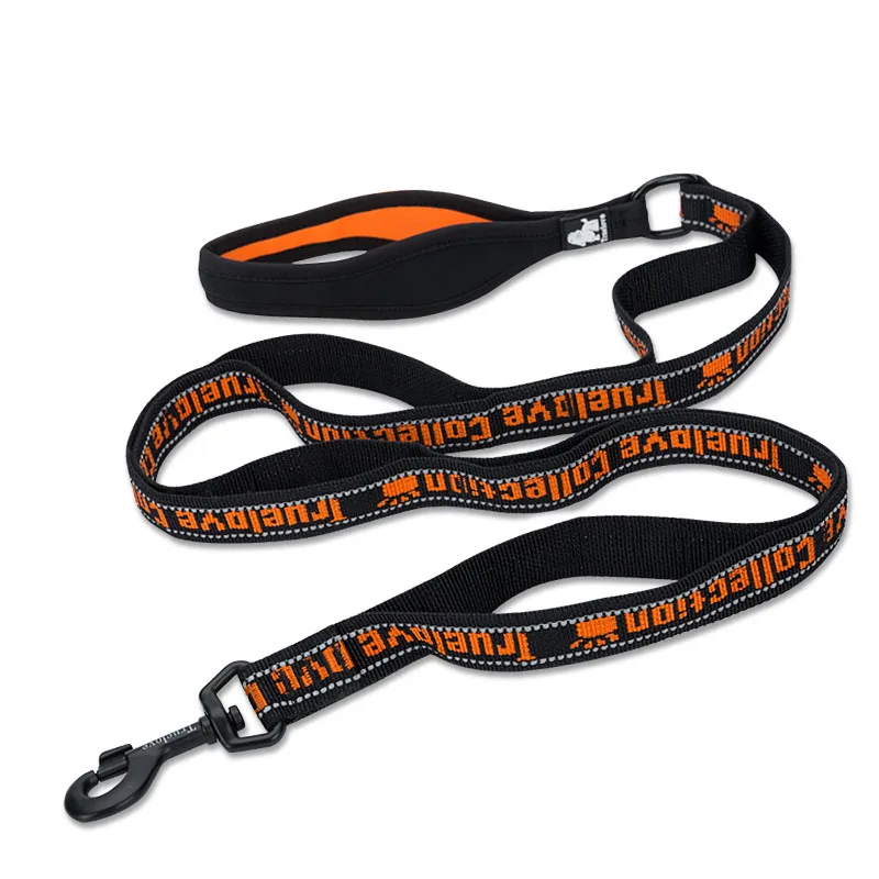 black-orange Truelove 140 см Многофункциональный нейлоновый собачий поводок Светоотражающий с мягким поводок с ручкой для собаки поводок для поводка для питомца Coleira Para Cachorro - Цвет: black-orange