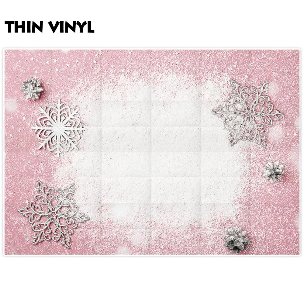 Allenjoy photography backdrop Winter Christmas pink snow snowflakes decoration New Year backgrounds for photo studio photocall |
