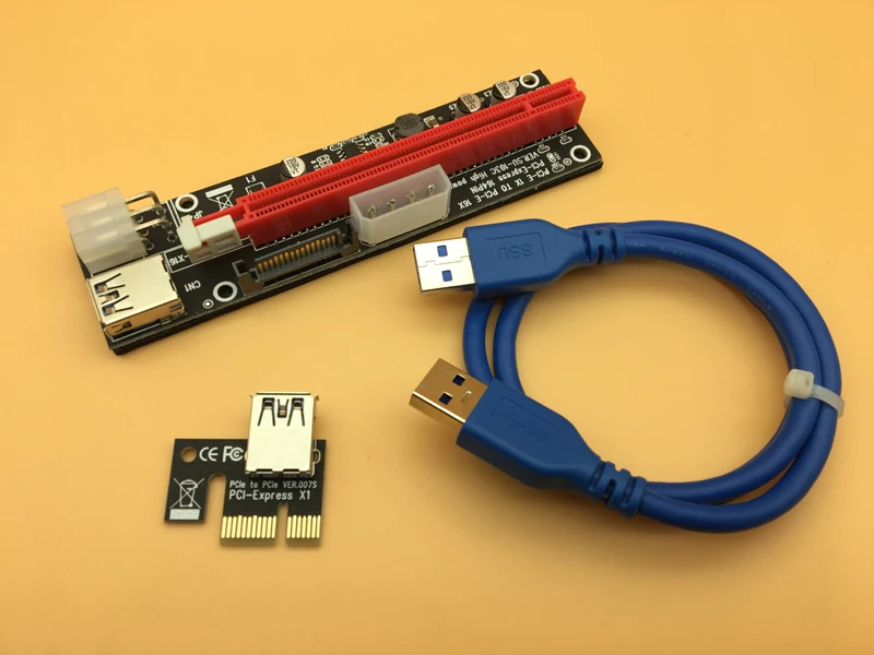 3 в 1 60 см PCI Express E 1X к 16X расширитель переходника PCIE адаптер USB3.0 кабель SATA 4Pin 6Pin блок