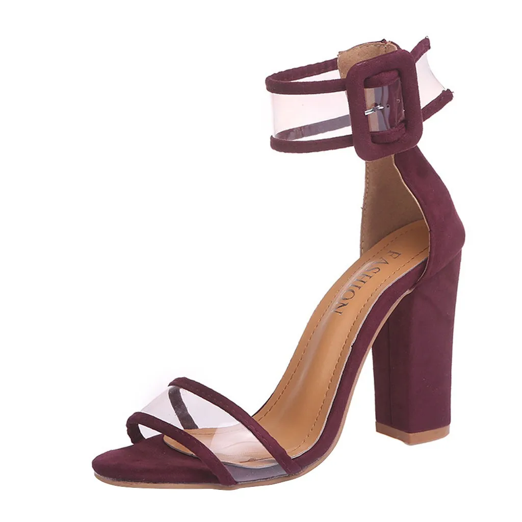 

SAGACE New Fashion Women High Heel Sandals Ladies Party Fashion Square Heel Sandals Back Strap Sexy Women High Heel Sandals