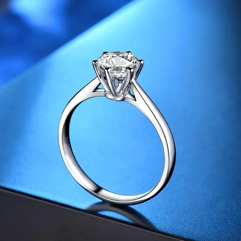 Чистое кольцо из белого золота 18 К 1ct 2ct 3ct VVS1 с круглой огранкой, классическое кольцо из муасанита с бриллиантами, Ювелирное кольцо для свадебной вечеринки, кольцо на головщину