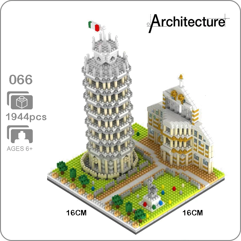 066 международно известная архитектура Пизанская башня 3D Модель Mini Diamond