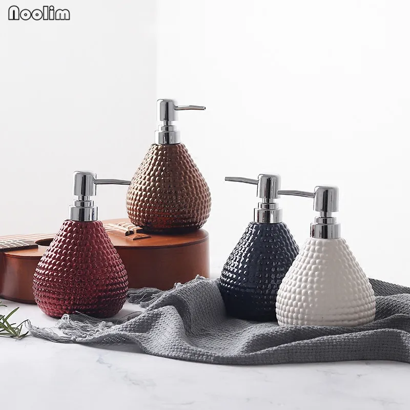 NOOLIM Liquid Soap Dispensers Bathroom White Ceramic Emulsion Bottle Bath Accessories | Дом и сад