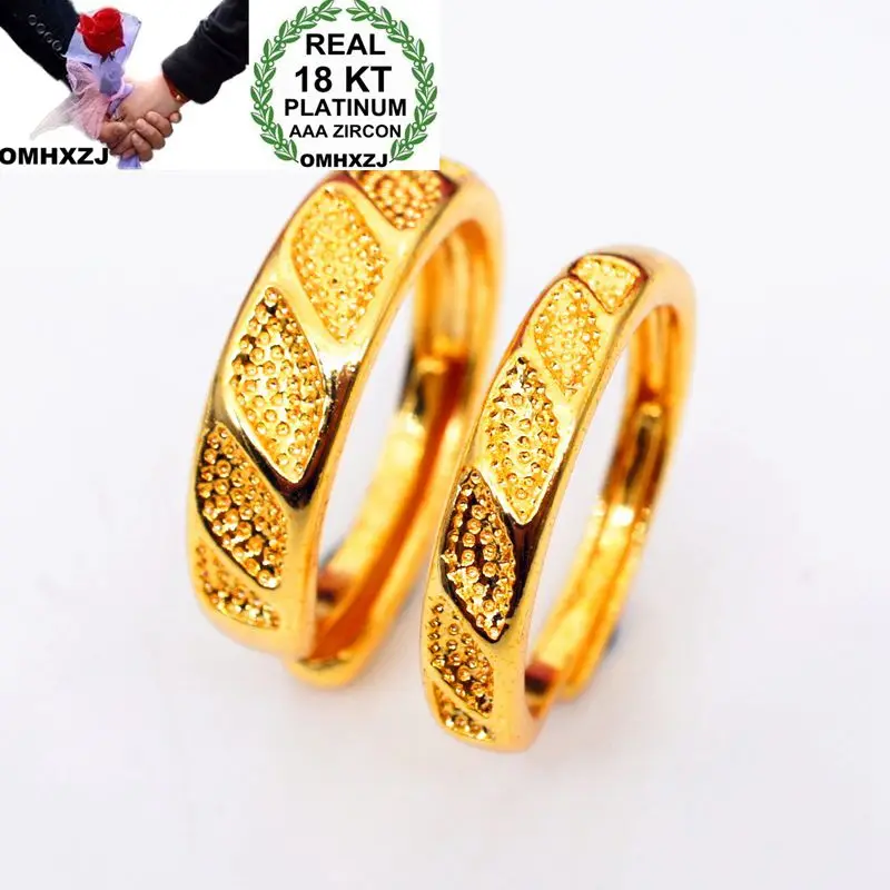 

OMHXZJ, оптовая продажа, европейский модный подарок для женщин и мужчин на свадьбу, Золотое 18 карат, желтое золото, регулируемое кольцо RR772