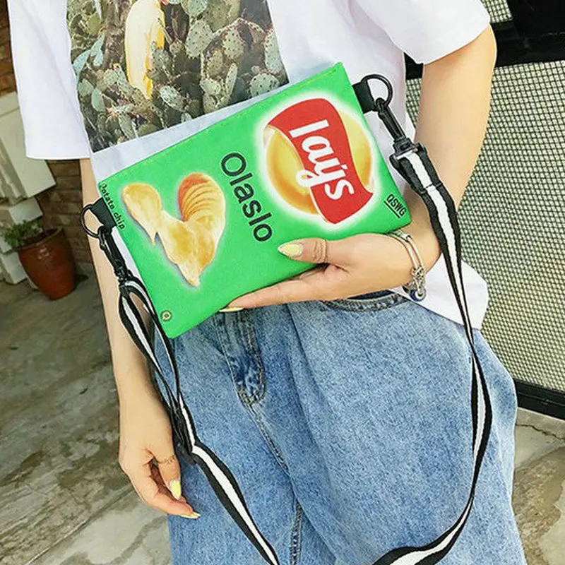 Забавные Наплечные сумки через плечо с картофельными чипсами для женщин желто